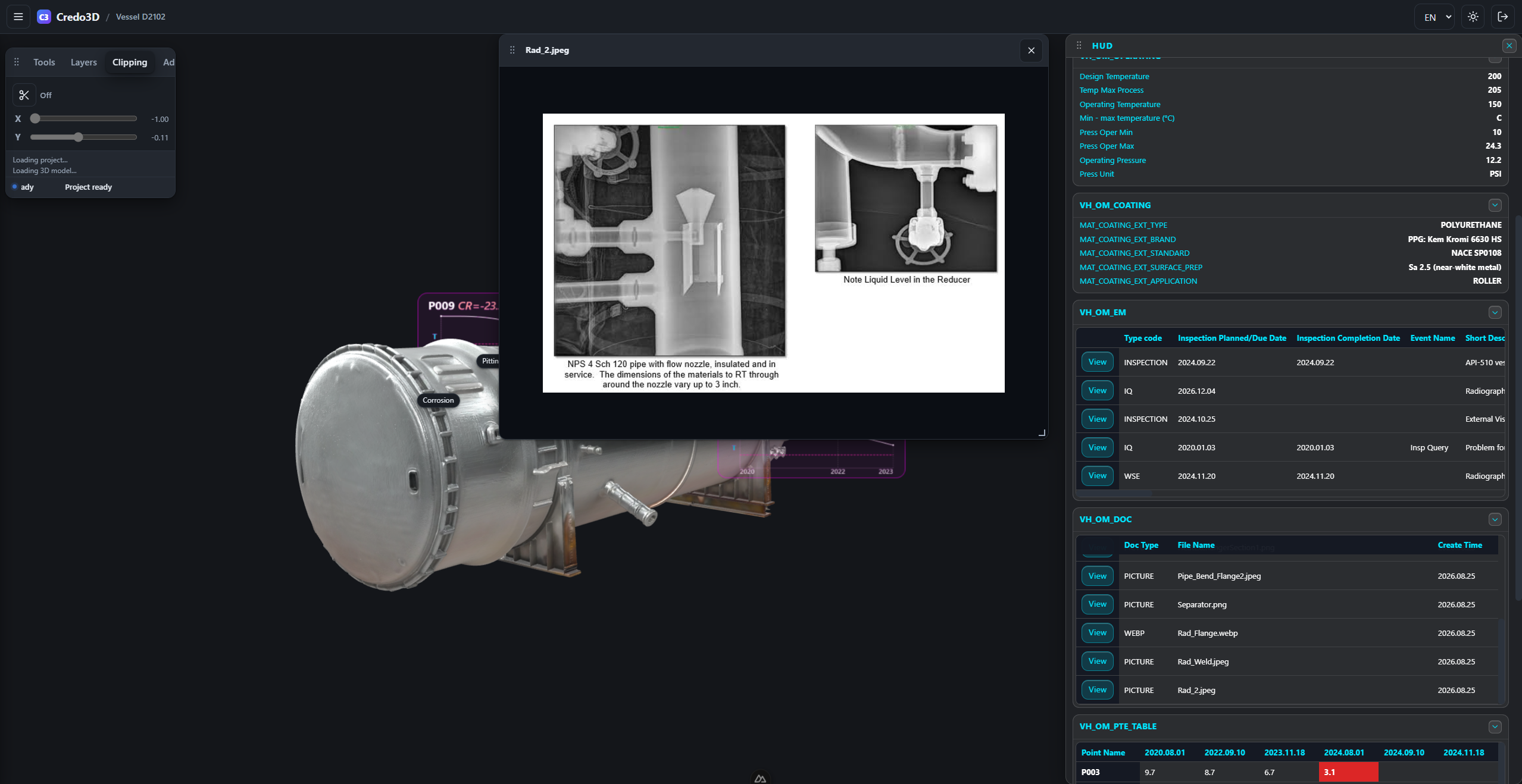 A digital radiography film opened in Credo3D